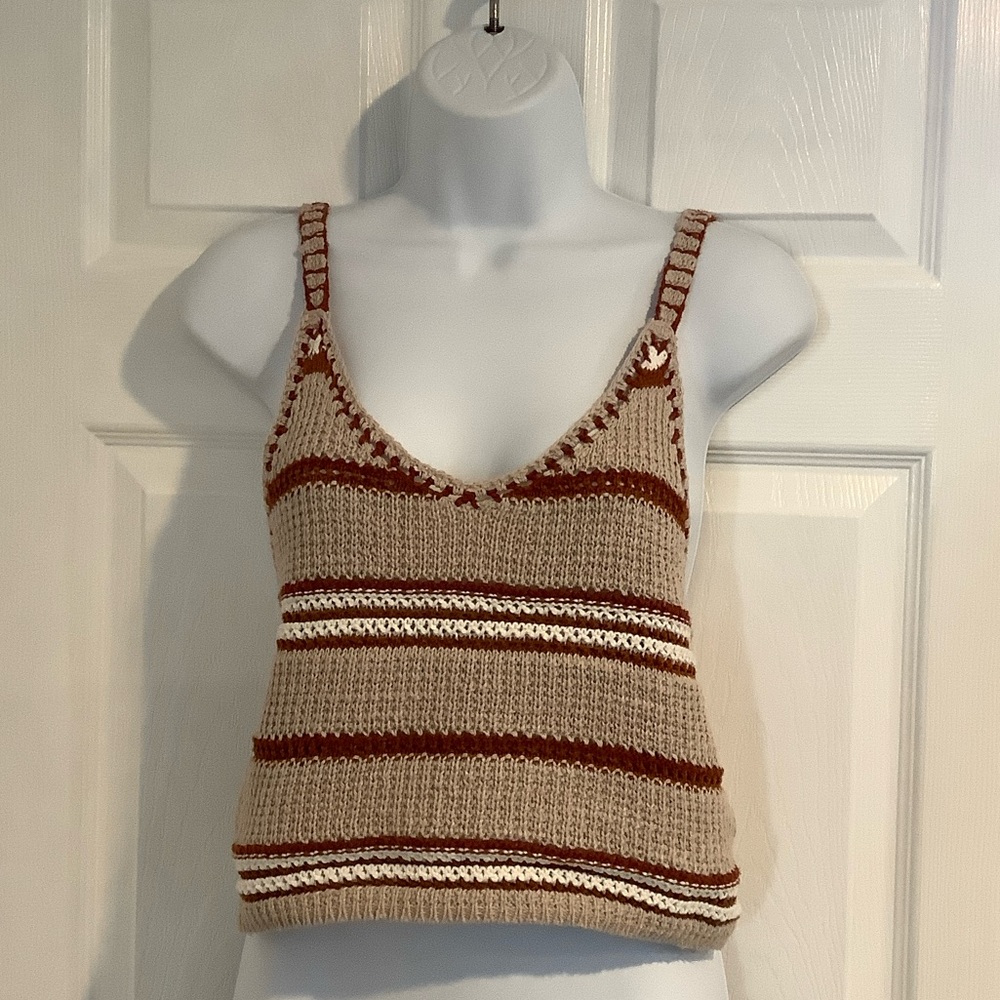 AMERICAN EAGLE Womens Y2K Granola Girl Bohemian Cropped Summer Sweater Tank S